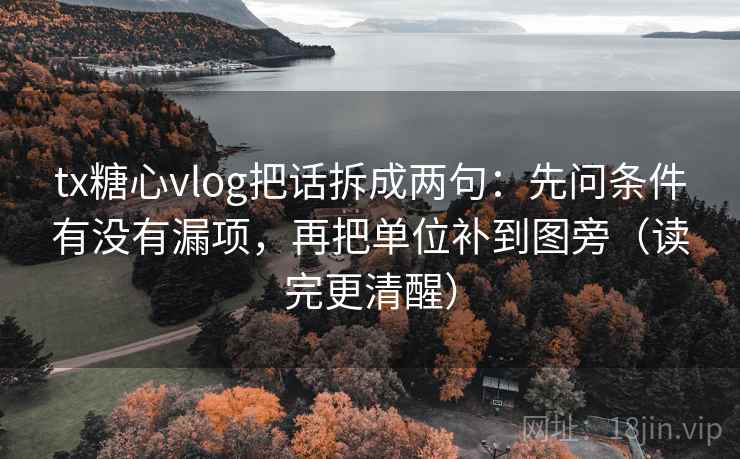 tx糖心vlog把话拆成两句：先问条件有没有漏项，再把单位补到图旁（读完更清醒）