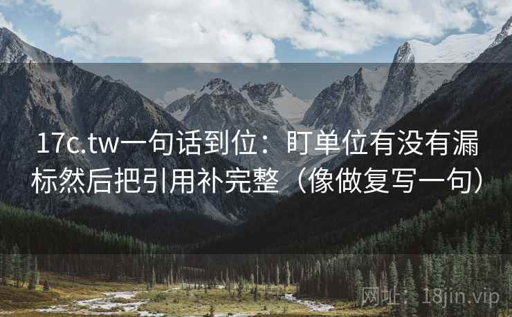 17c.tw一句话到位：盯单位有没有漏标然后把引用补完整（像做复写一句）