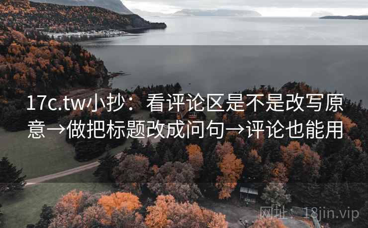 17c.tw小抄：看评论区是不是改写原意→做把标题改成问句→评论也能用
