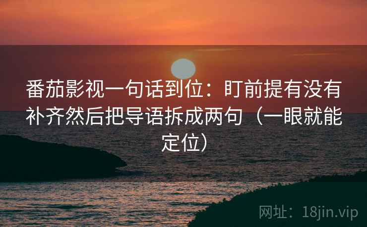 番茄影视一句话到位：盯前提有没有补齐然后把导语拆成两句（一眼就能定位）